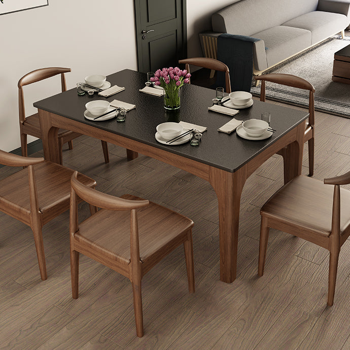 Contemporary Kitchen Rectangle Dinner Table 4 Legs Dining Table
