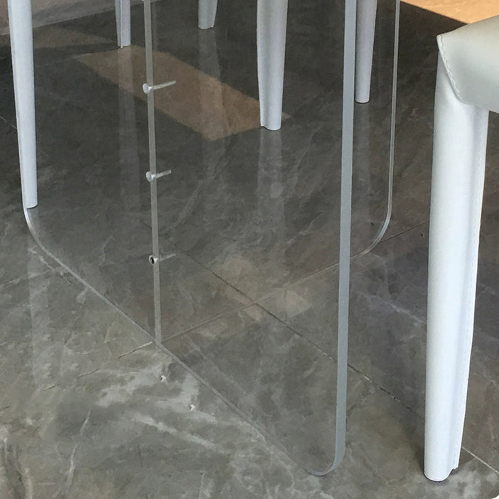 White Stone Dinette Table with Acrylic Base Modern Rectangle Dining Table