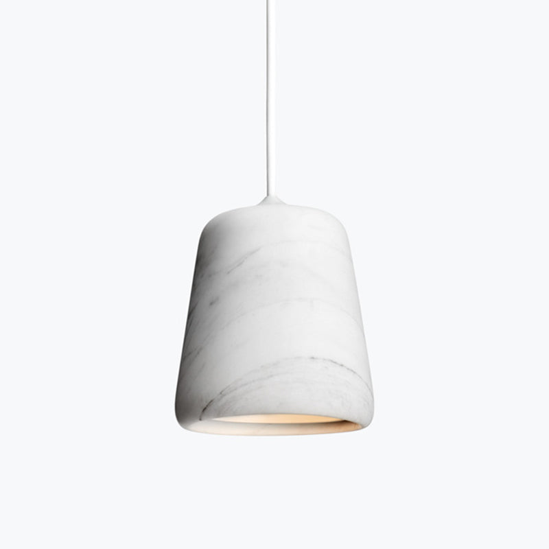 Salon à 1 tête en bas d'éclairage nordique blanc / noir de suspension de lampe à suspension avec une teinte en marbre de cloche