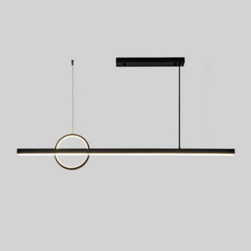 2-Light Modernism Kitchen Island Lighting Black Metal LED Ceiling Light