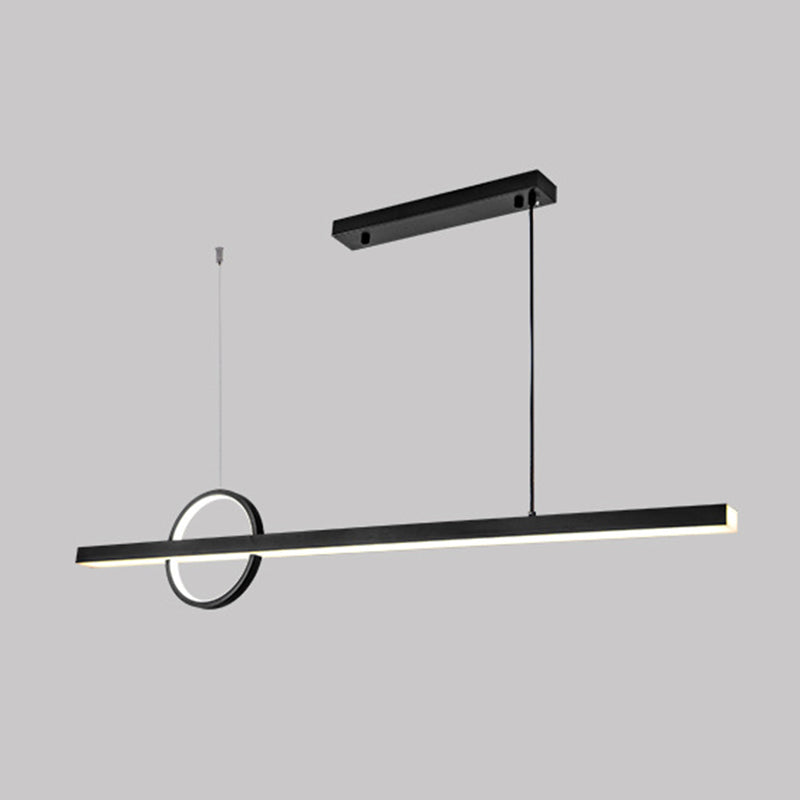 2-Light Modernism Kitchen Island Lighting Black Metal LED Ceiling Light