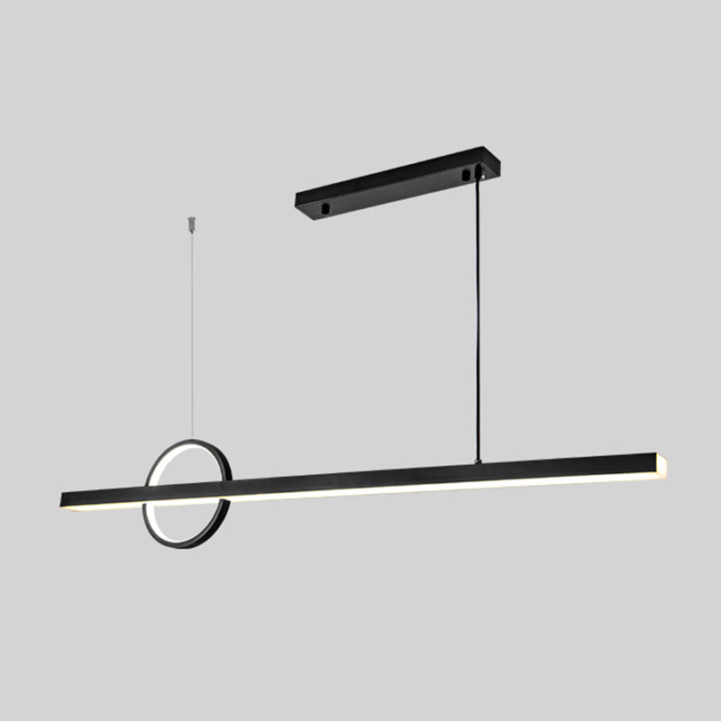 2-Light Modernism Kitchen Island Lighting Black Metal LED Ceiling Light
