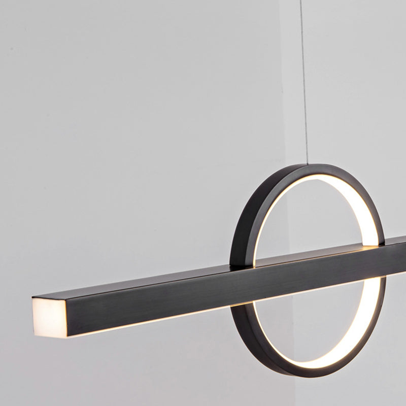 2-Light Modernism Kitchen Island Lighting Black Metal LED Ceiling Light