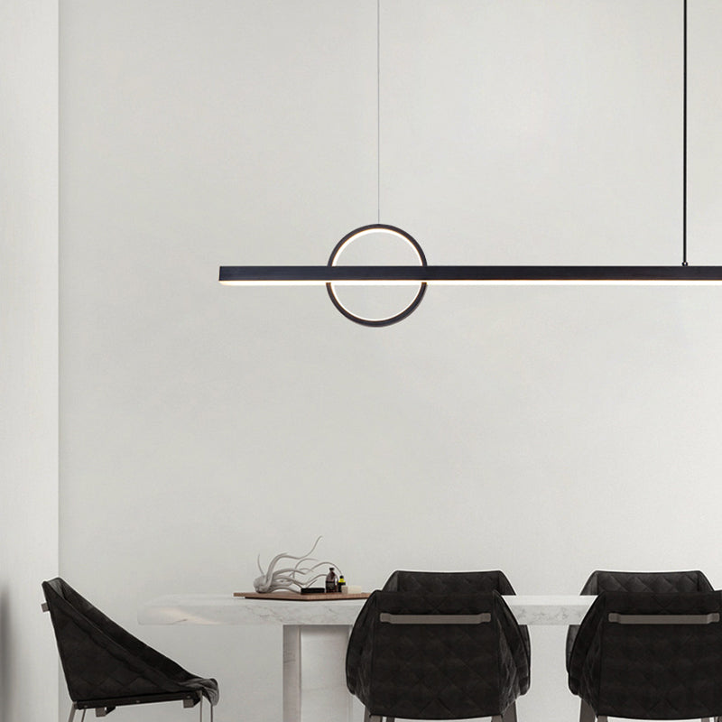 2-Light Modernism Kitchen Island Lighting Black Metal LED Ceiling Light