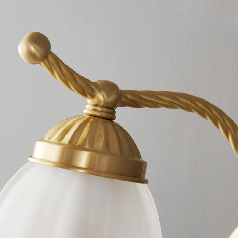 1-Light Wall Lamp Flower Shape Wall Mount Lamp with Glass Shade for Bedroom