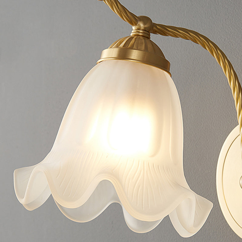 1-Light Wall Lamp Flower Shape Wall Mount Lamp with Glass Shade for Bedroom