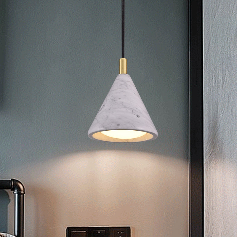 Cone Pendant Lighting Moderniste Ciment 1 Head White White LED Plafond Lampe Suspension pour le chevet