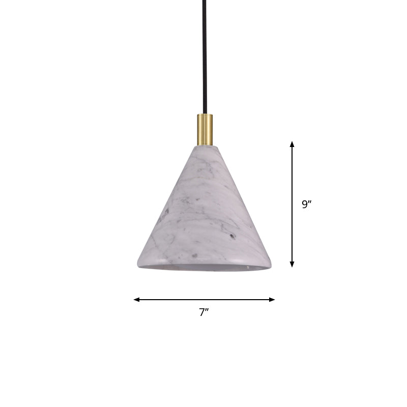 Cone Pendant Lighting Moderniste Ciment 1 Head White White LED Plafond Lampe Suspension pour le chevet
