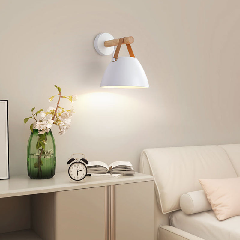 Cone Shape Metal Wall Light Industrial Style 1-Light Wall Light Sconce in White