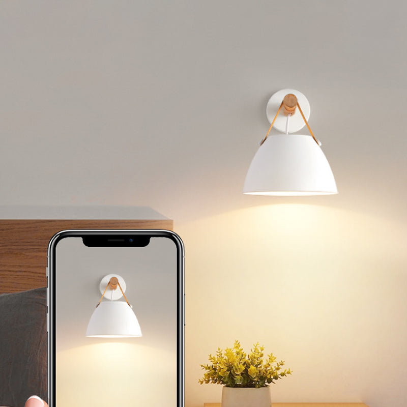 Cone Shape Metal Wall Light Industrial Style 1-Light Wall Light Sconce in White