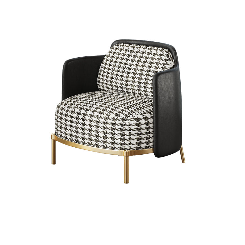 Leather Lounge Chair Square Arms Solid Color Side Chair with Golden Legs