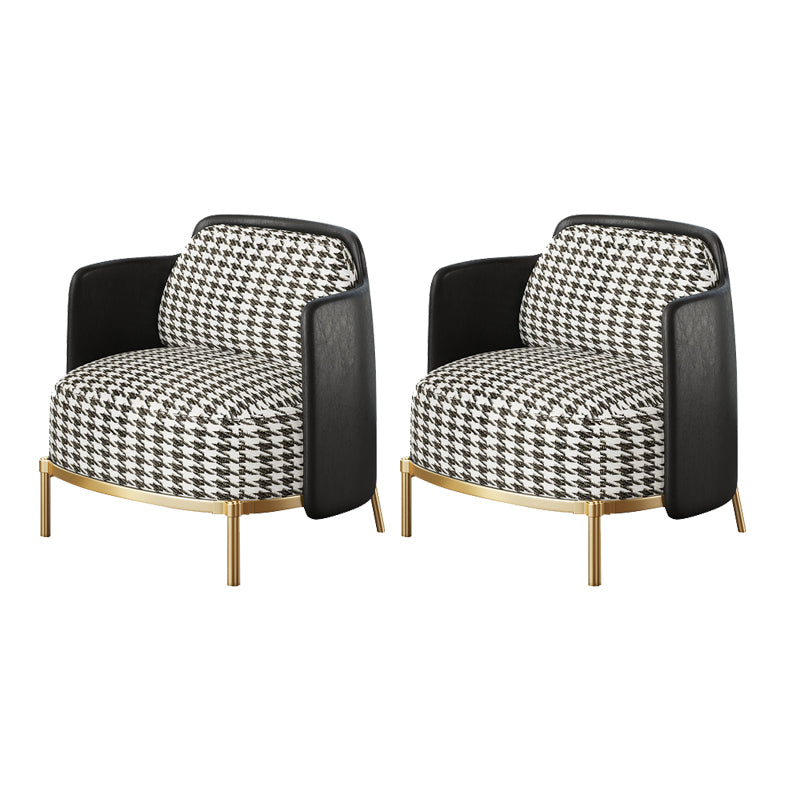 Leather Lounge Chair Square Arms Solid Color Side Chair with Golden Legs