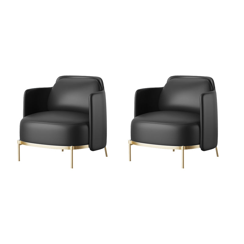 Leather Lounge Chair Square Arms Solid Color Side Chair with Golden Legs