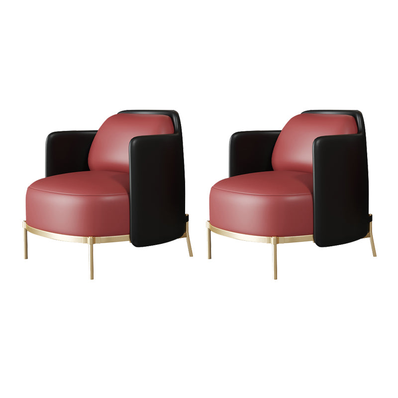 Leather Lounge Chair Square Arms Solid Color Side Chair with Golden Legs