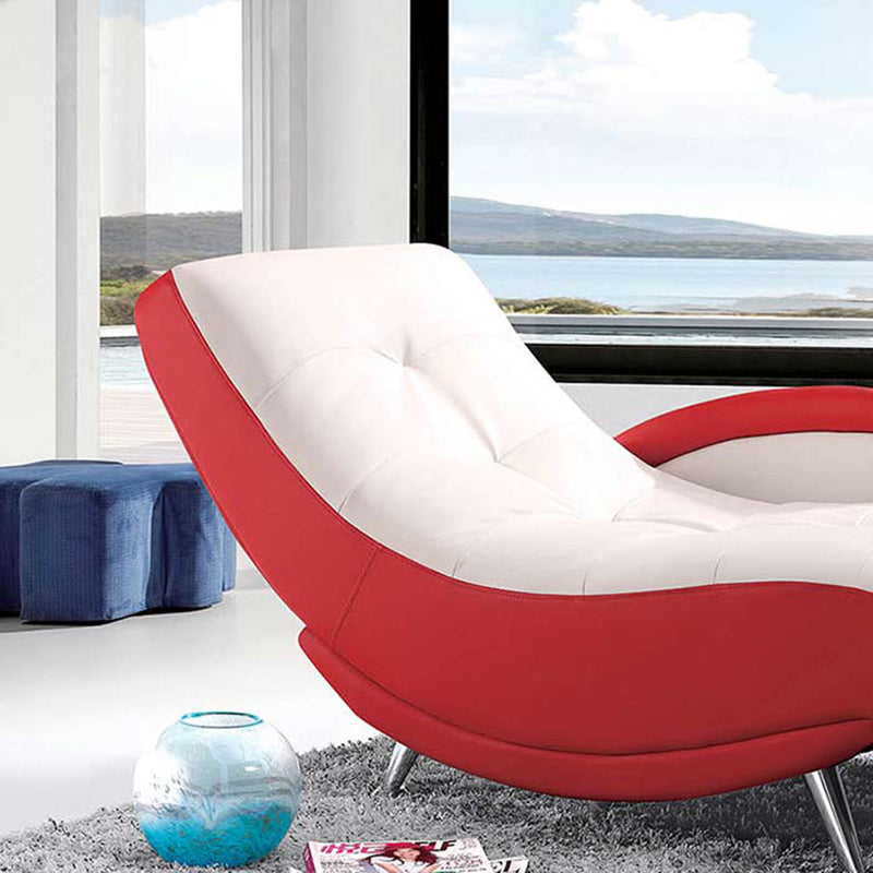 Modern Upholstered Reclining Chaise Lounge with One Arm Faux Leather Chaise