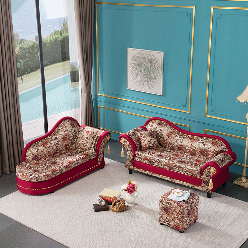 Bohemian Micro-velvet Chaise Lounge with Rolled Arms Reclining Accent Chair