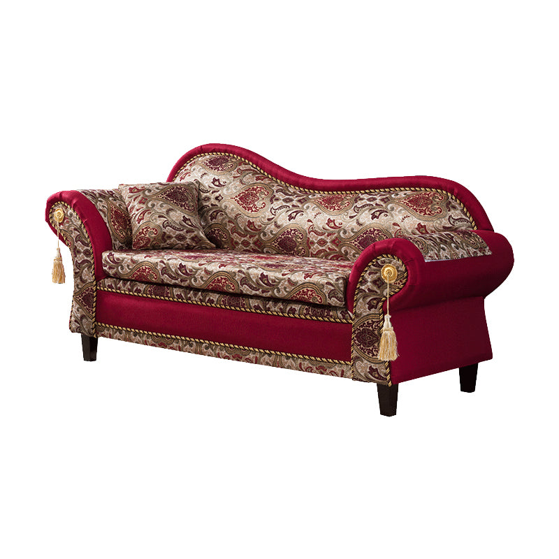 Bohemian Micro-velvet Chaise Lounge with Rolled Arms Reclining Accent Chair