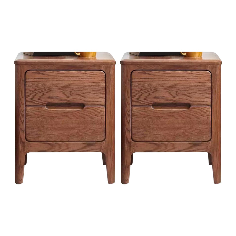 Oak Wood Kids Bedside Table Contemporary Nightstand with 2 Drawer