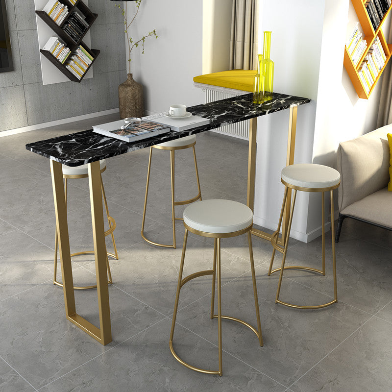 Glam Upholstered Dining Stool Metal Bar Stool with Gold Metal Base