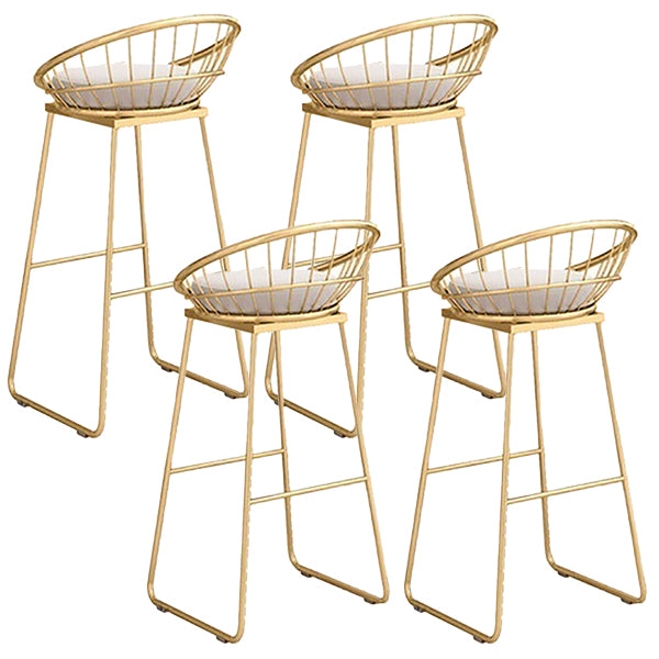 Glam Upholstered Dining Stool Metal Bar Stool with Gold Metal Base