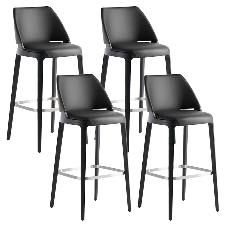 Scandinavian Faux Leather Bar Stools Solid Wood Stool with Footrest