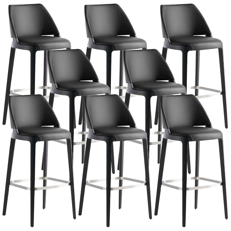 Scandinavian Faux Leather Bar Stools Solid Wood Stool with Footrest