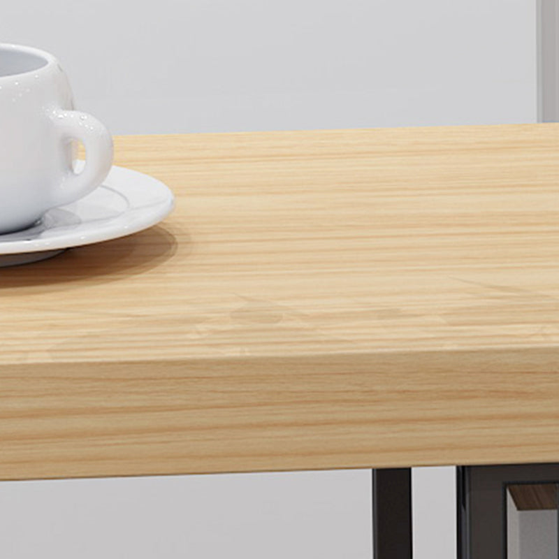 Solid Wood Bar Table Rectangle Dining Table with Storage Shelves