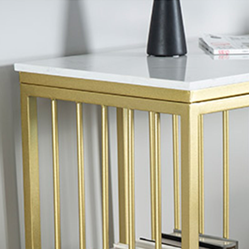 Marble Bar Table Double Pedestal Dining Table with Storage Shelves