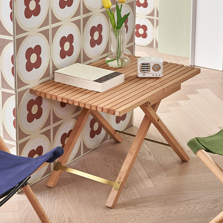 Modern Waterproof Wood Courtyard Table Rectangle Outdoor Table