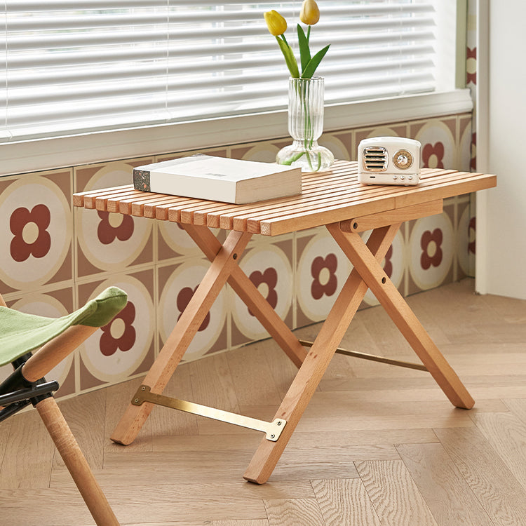 Modern Waterproof Wood Courtyard Table Rectangle Outdoor Table