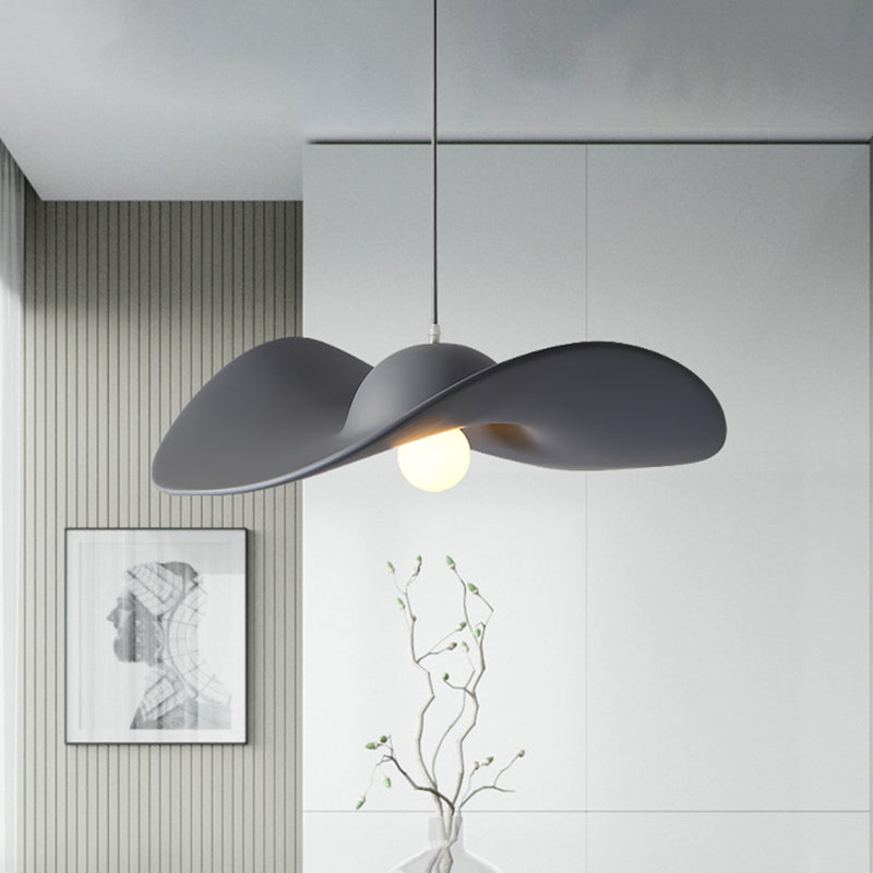 Hat Shaped Drop Pendant Lighting Modern Acrylic 1 Light Bedroom Suspension Lamp in White/Grey