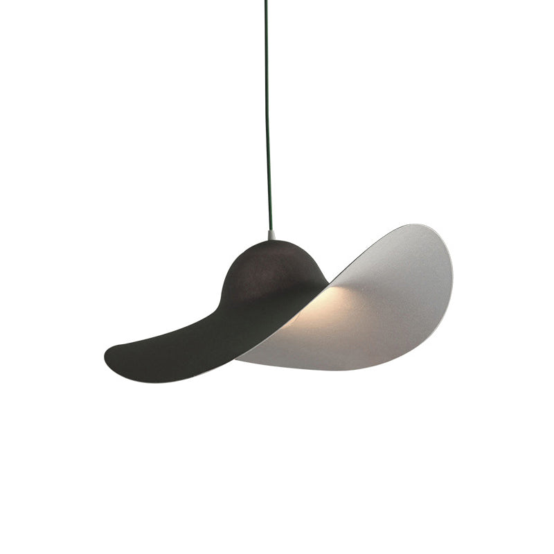 Hat Shaped Drop Pendant Lighting Modern Acrylic 1 Light Bedroom Suspension Lamp in White/Grey