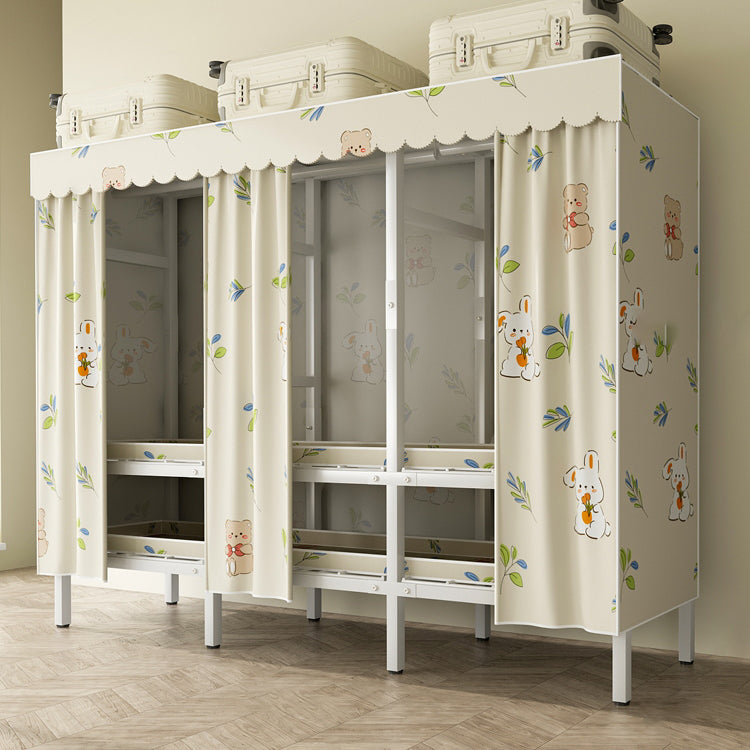 Modern Freestanding Metal Frame Wardrobe Foldable Wardrobe with Garment Rod