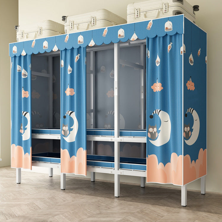 Modern Freestanding Metal Frame Wardrobe Foldable Wardrobe with Garment Rod