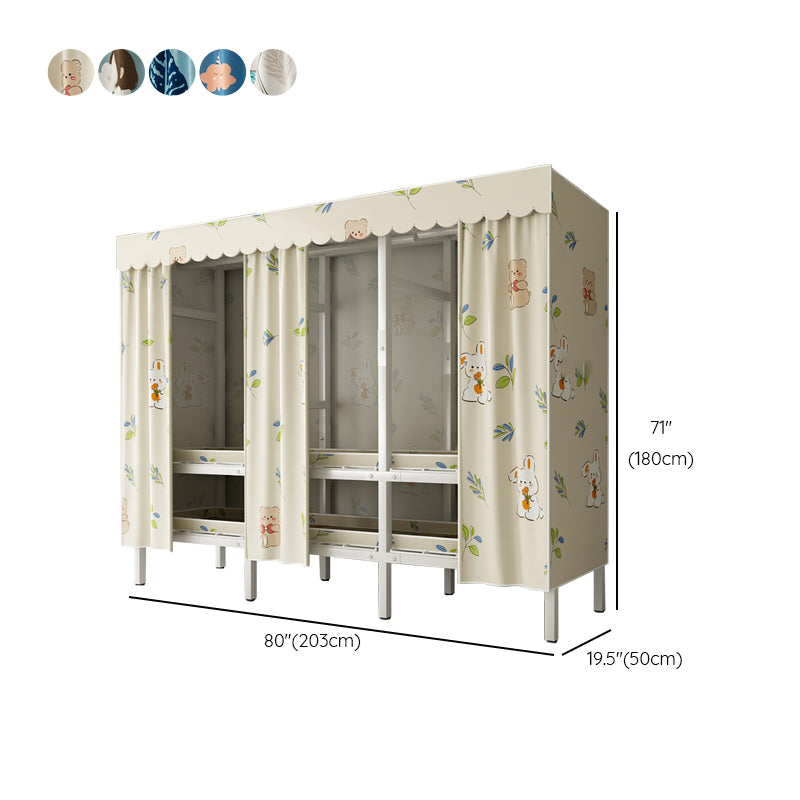 Modern Freestanding Metal Frame Wardrobe Foldable Wardrobe with Garment Rod
