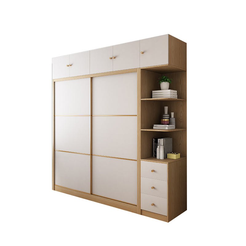 Modern Artificial Wood Wardrobe Freestanding Wardrobe with Sliding Doors