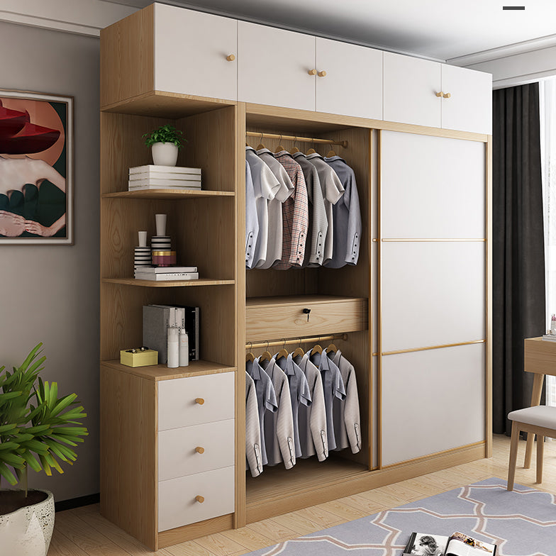Modern Artificial Wood Wardrobe Freestanding Wardrobe with Sliding Doors