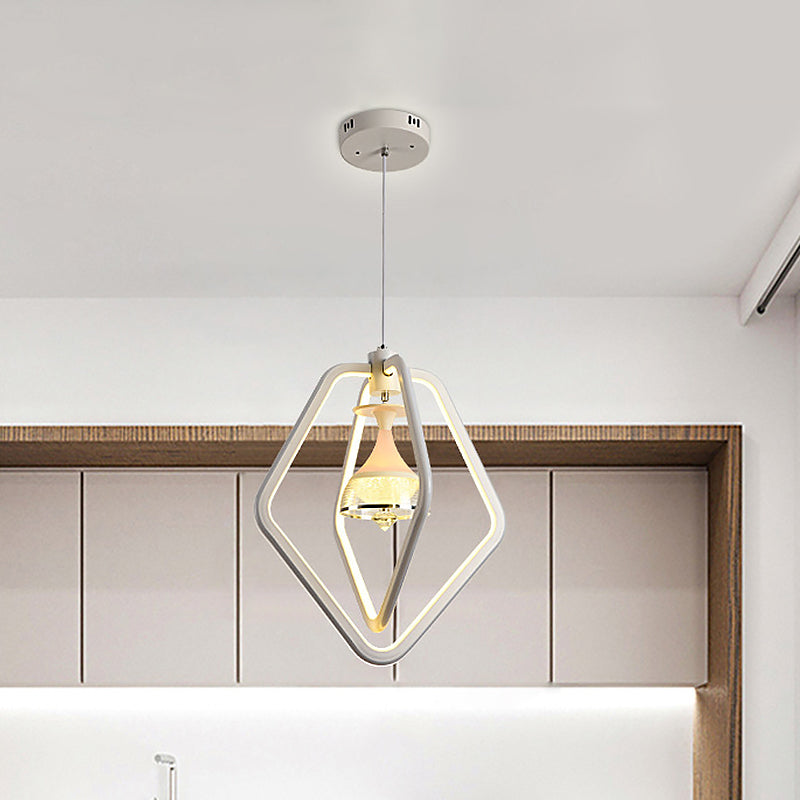 Copa de vino simple y pentágono colgante de comedor acrílico lámpara de suspensión de techo LED en blanco