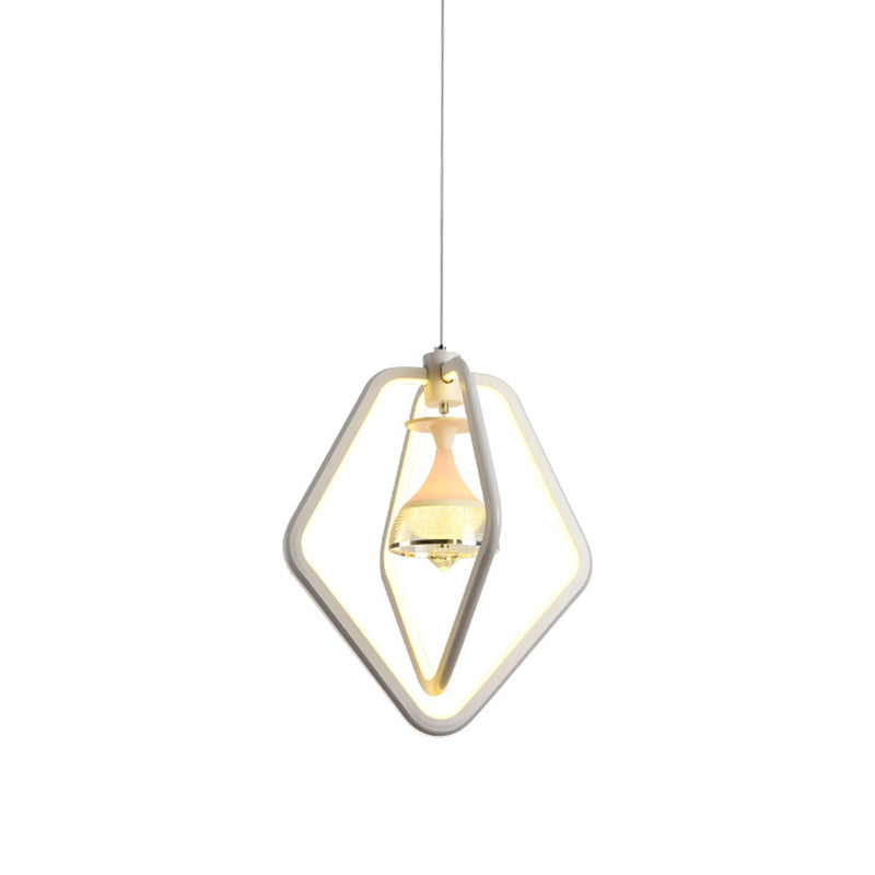 Tasse de vin simple et pentagone suspendu à la salle à manger en acrylique LAMPE SUSPENSION DE PLAFIER LED en blanc