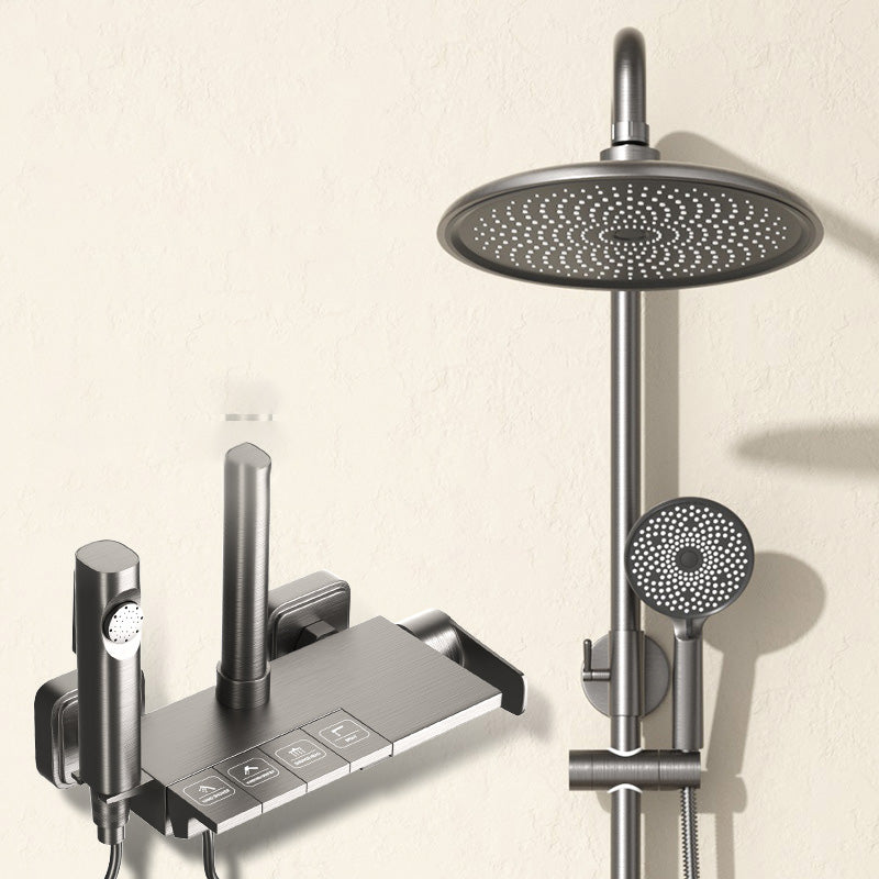Grey Shower System Swivel Adjustable Spray Pattern Wall-Mounted Shower System