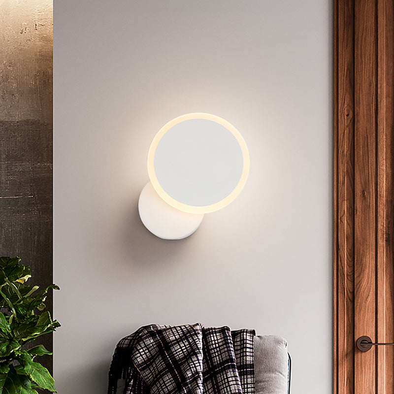 White/Black Round Wall Light Sconce Minimalist LED Acrylic Wall Mounted Lamp Fixture in Warm/White Light