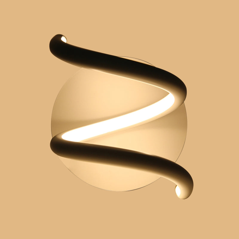 Lámpara de luz en espiral acrílica lámpara de pared blanca led minimalista con placa posterior redonda