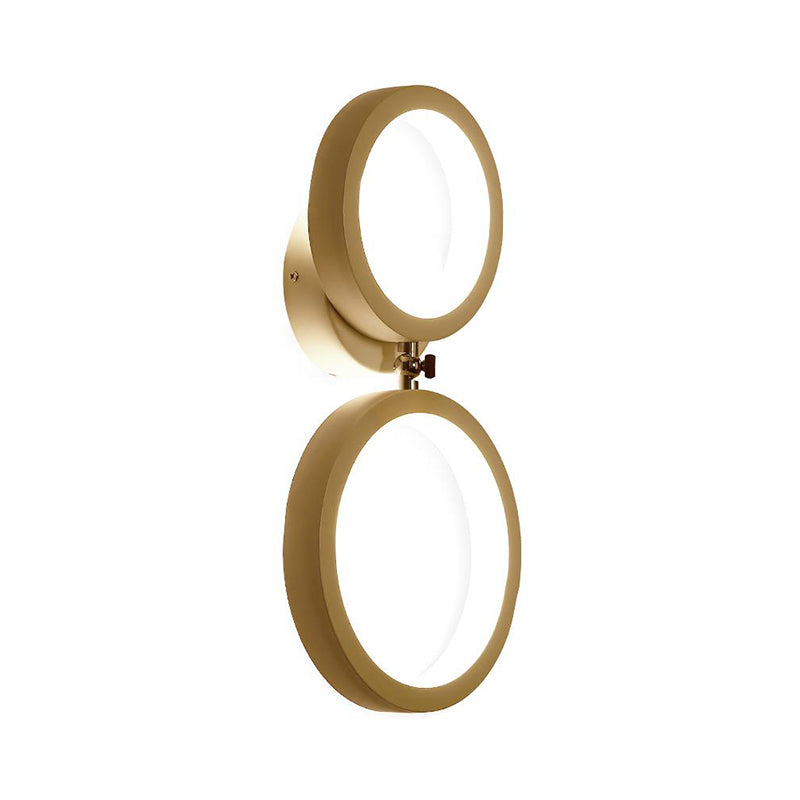 Luz de pared de la pared de anillo de halo blanco Modernista 2 cabezas Lámpara de pared LED de metal para la esquina