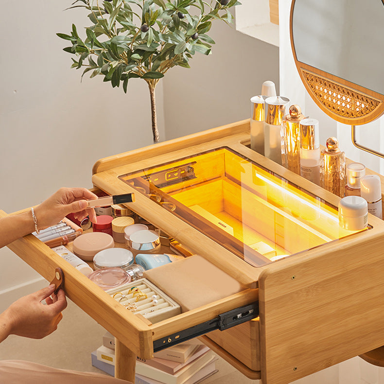 Modern Mirrored Makeup Vanity Glass Drawers Make-up Vanity with Storage