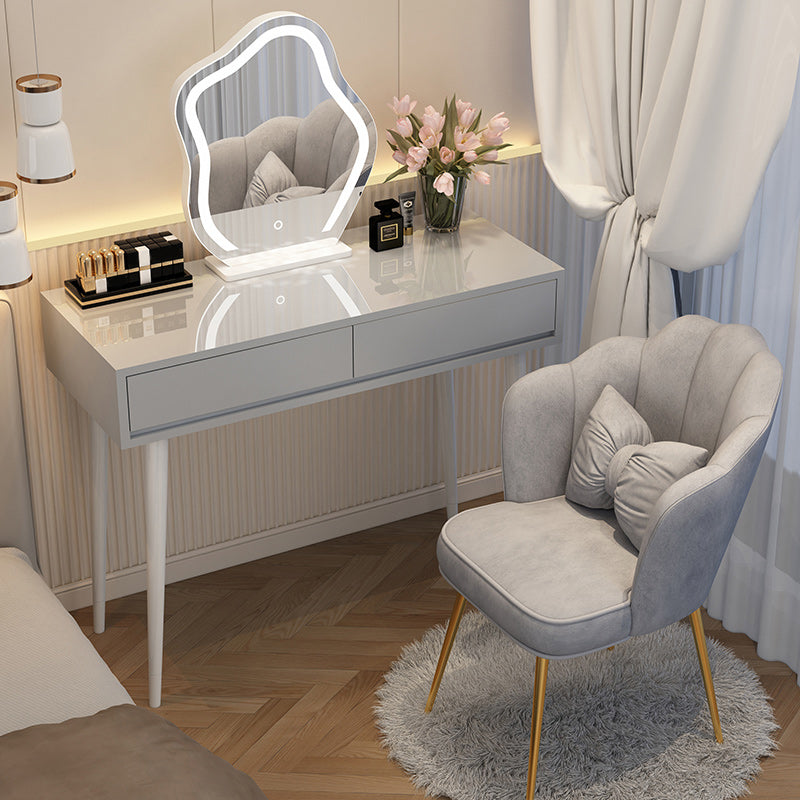 Contemporary Lighted Mirror Makeup Vanity Desk in Wood Vanity Dressing Table Set