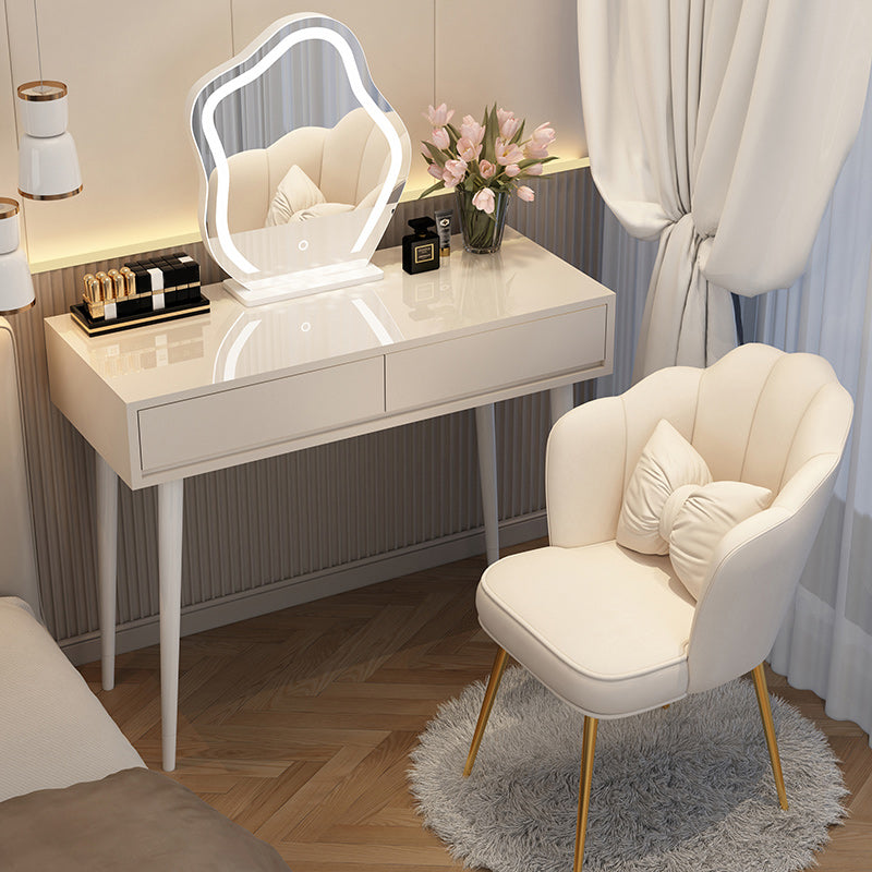 Contemporary Lighted Mirror Makeup Vanity Desk in Wood Vanity Dressing Table Set