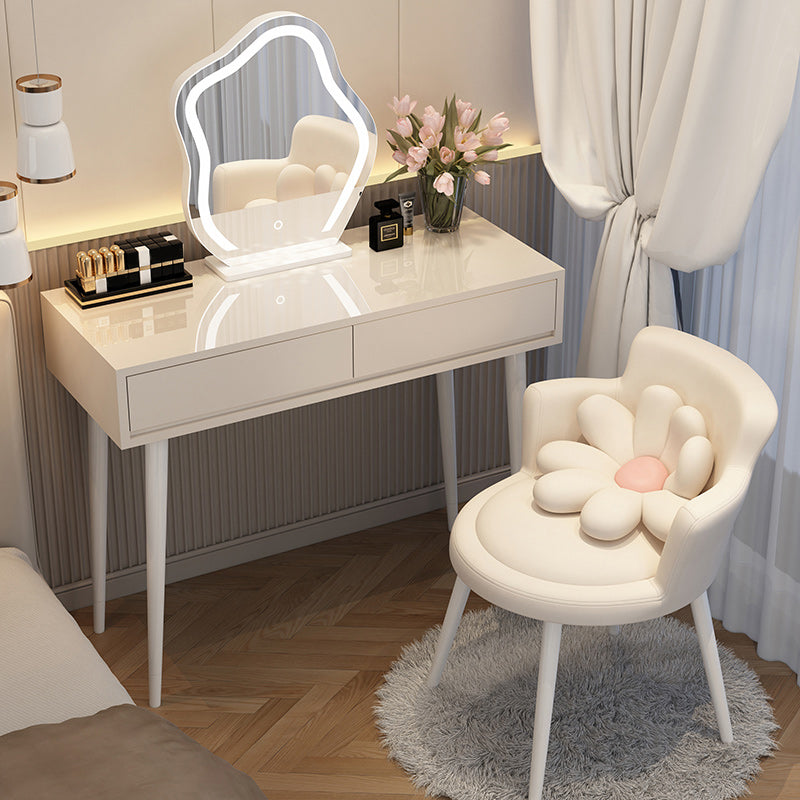 Contemporary Lighted Mirror Makeup Vanity Desk in Wood Vanity Dressing Table Set