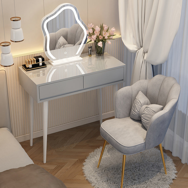Contemporary Lighted Mirror Makeup Vanity Desk in Wood Vanity Dressing Table Set
