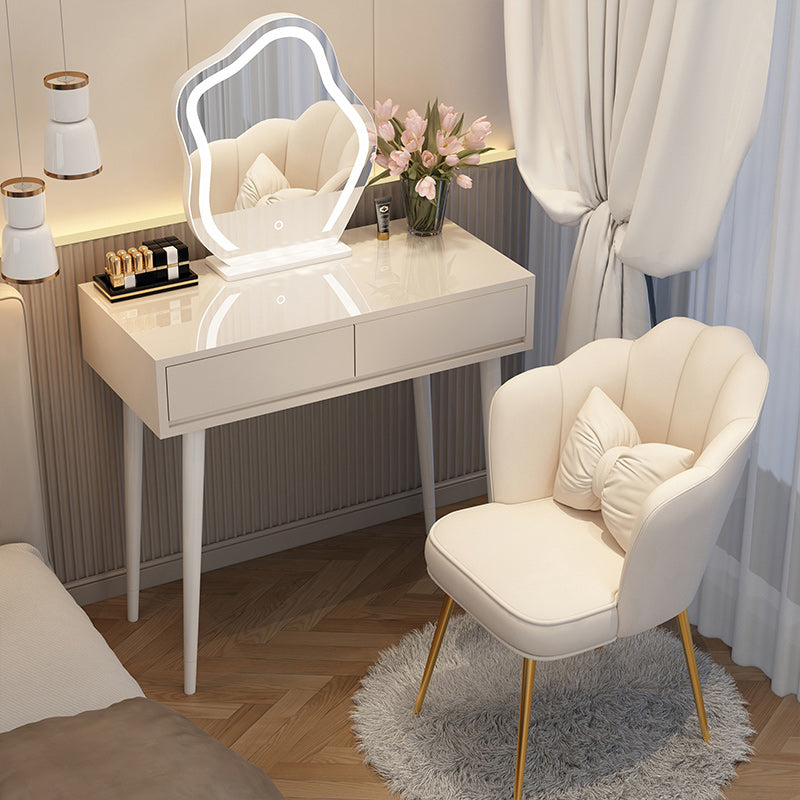 Contemporary Lighted Mirror Makeup Vanity Desk in Wood Vanity Dressing Table Set