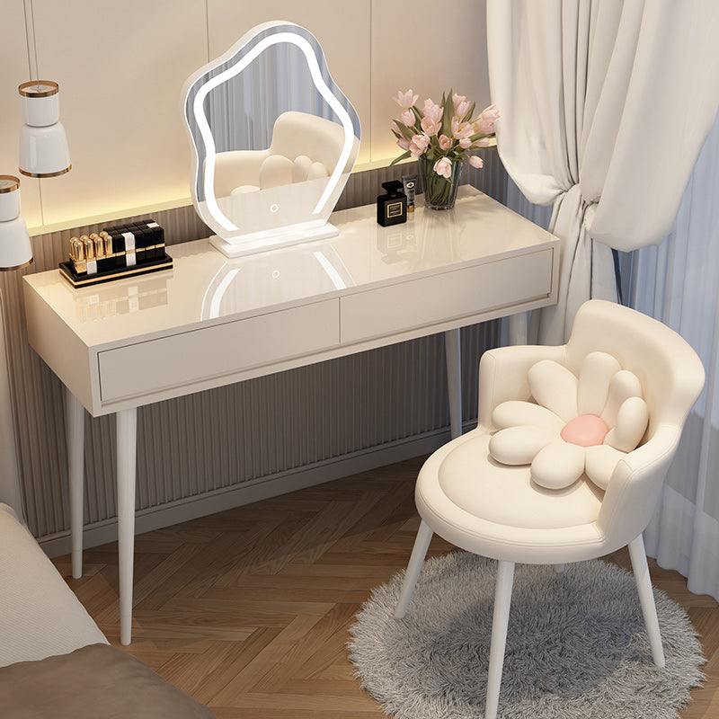 Contemporary Lighted Mirror Makeup Vanity Desk in Wood Vanity Dressing Table Set